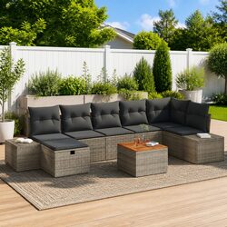 Reliable 8 Piece Modular Garden Sofa Set in Grey