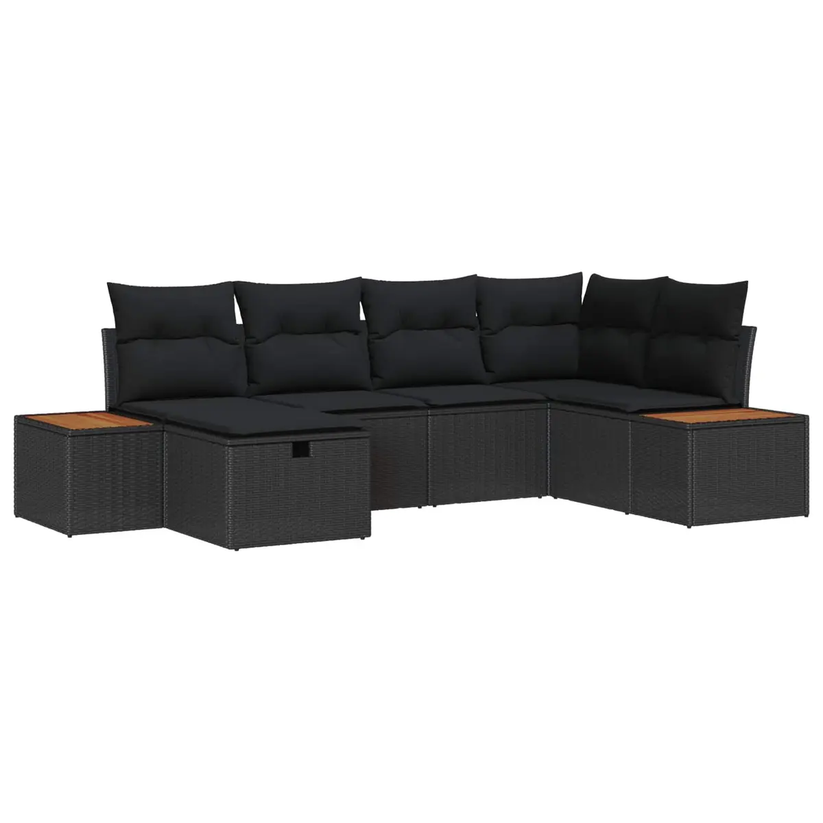 Modular Outdoor Garden Sofa Set Flexible Seating Poly Rattan with Cushions Black