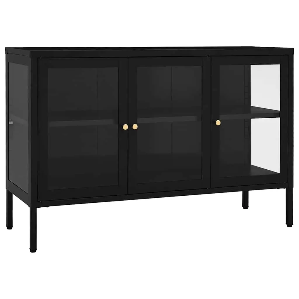 Sideboard Storage Cabinet Black 105x35x70 cm Glass Door Shelving Unit