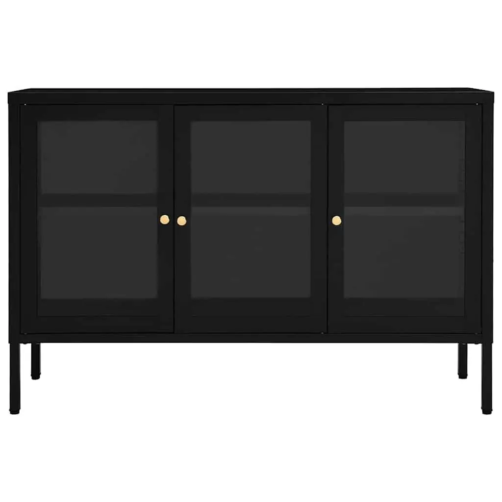 Sideboard Storage Cabinet Black 105x35x70 cm Glass Door Shelving Unit