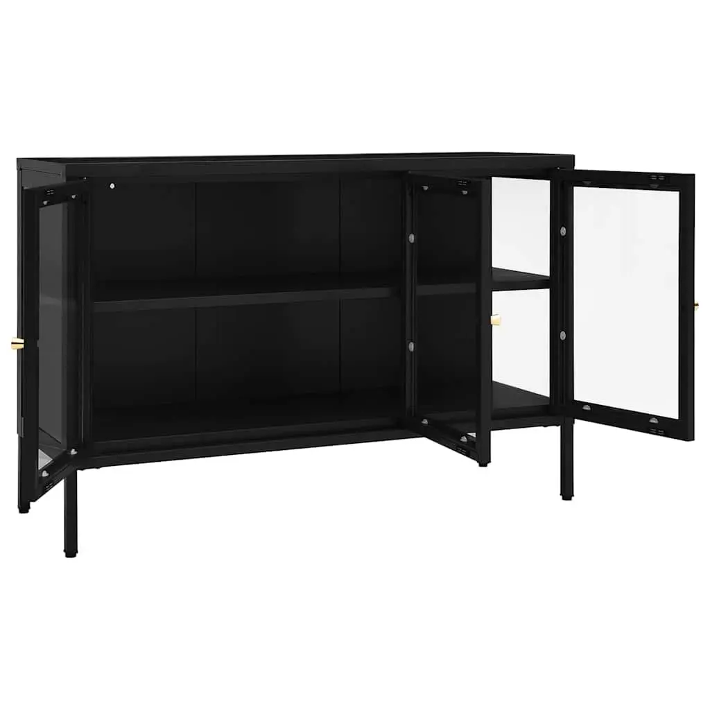 Sideboard Storage Cabinet Black 105x35x70 cm Glass Door Shelving Unit