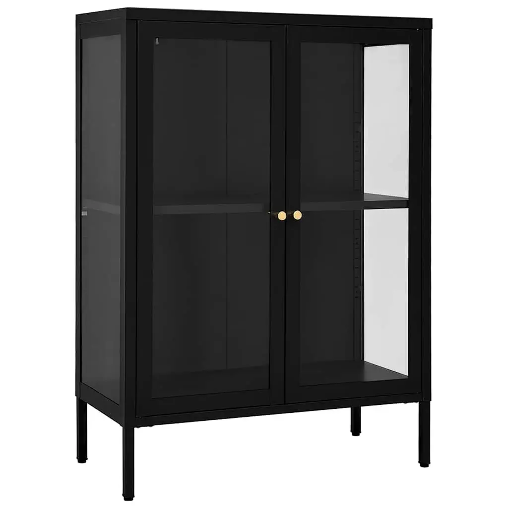 Sideboard Storage Cabinet Glass Door Adjustable Shelving Unit Black 75W x 35D x 105H cm