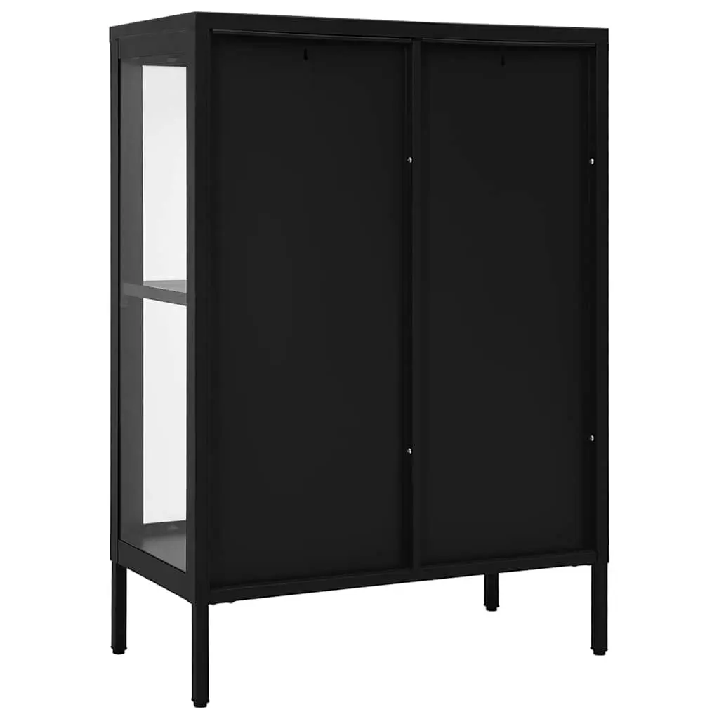 Sideboard Storage Cabinet Glass Door Adjustable Shelving Unit Black 75W x 35D x 105H cm