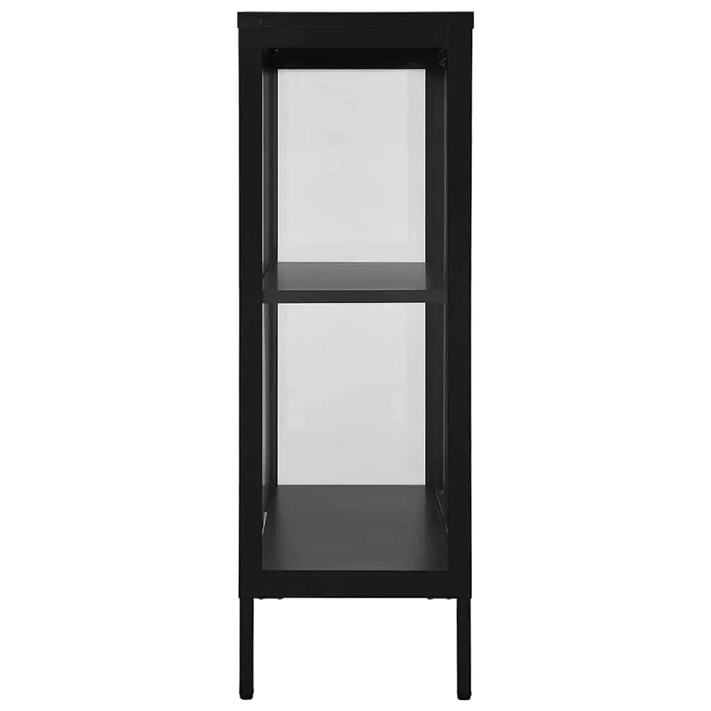 Sideboard Storage Cabinet Glass Door Adjustable Shelving Unit Black 75W x 35D x 105H cm