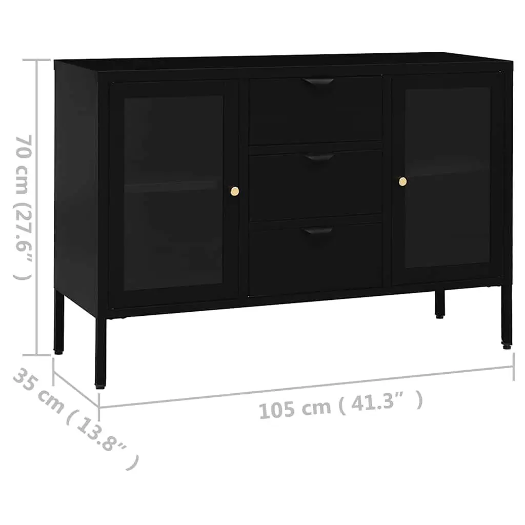 Black Storage Sideboard 105x35x70 cm with Drawers