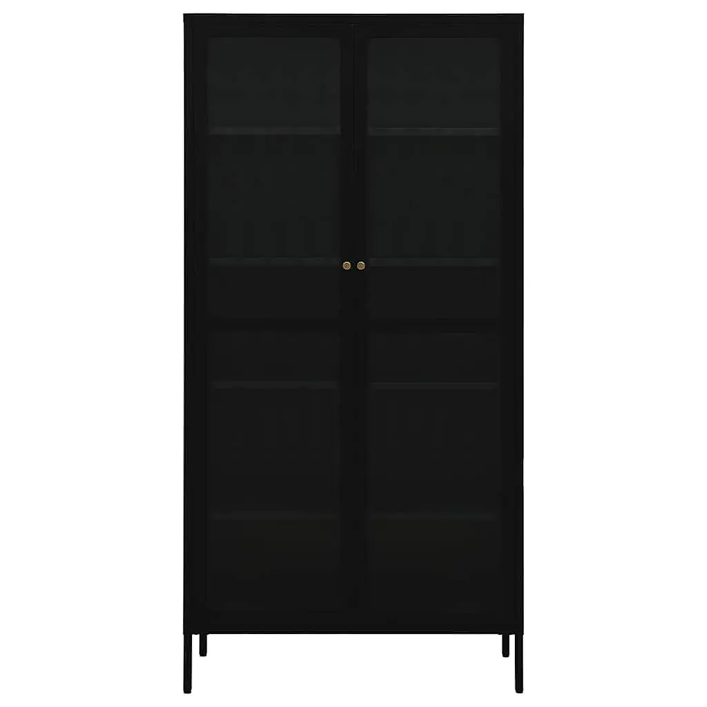 Display Cabinet Black Storage 90x40x180 cm Steel Tempered Glass