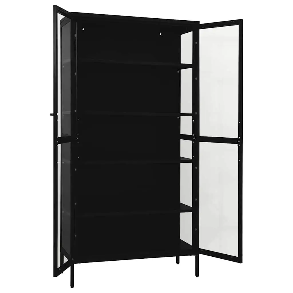 Display Cabinet Black Storage 90x40x180 cm Steel Tempered Glass