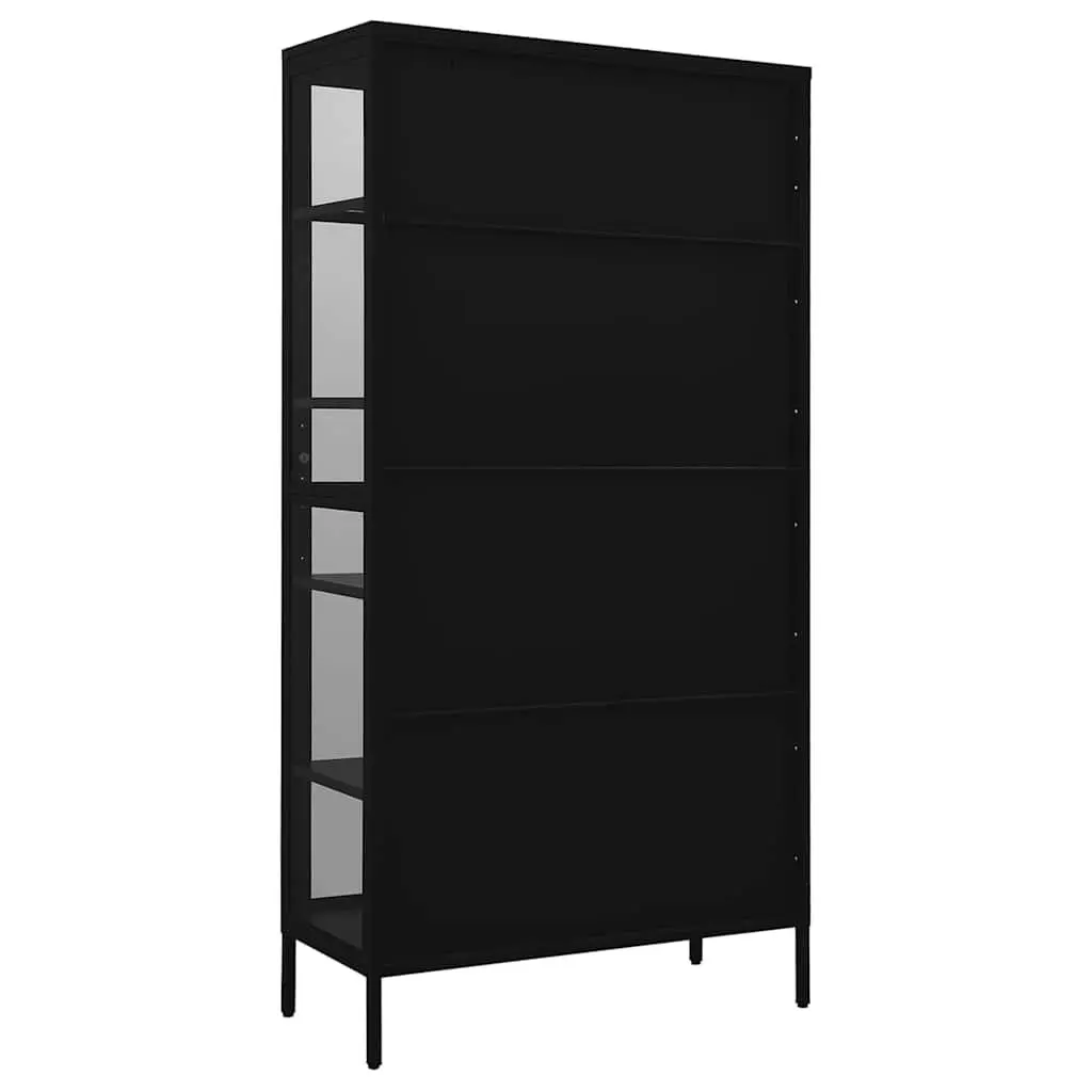 Display Cabinet Black Storage 90x40x180 cm Steel Tempered Glass