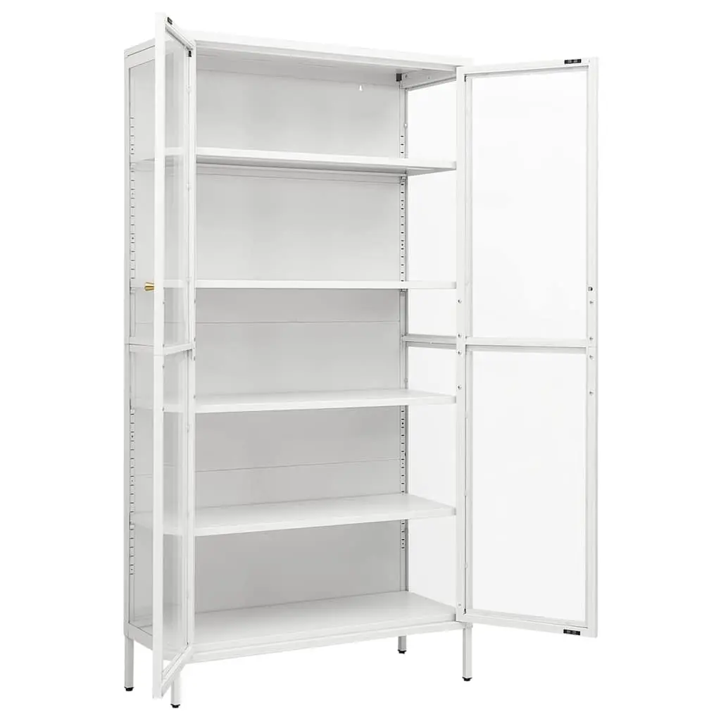 Storage Cabinet Display Shelving Unit 90x40x180cm White Tempered Glass