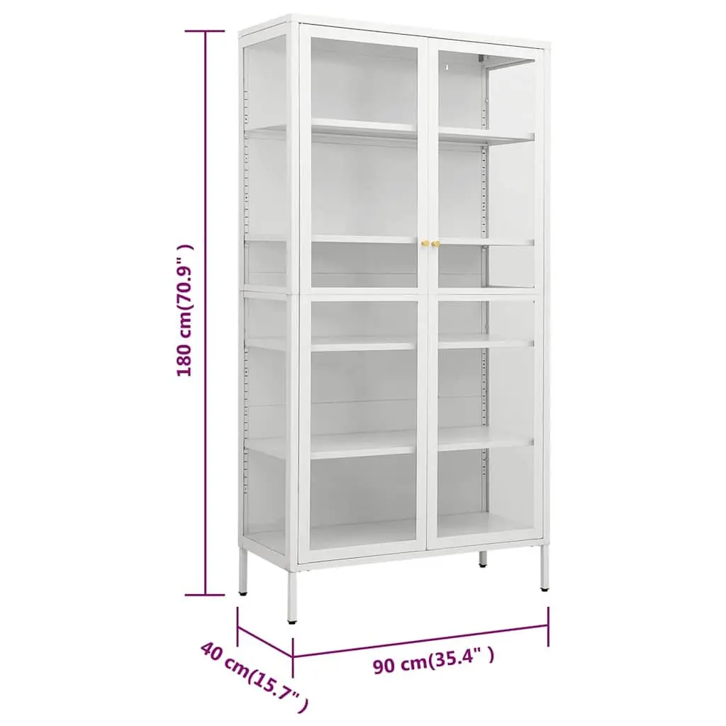 Storage Cabinet Display Shelving Unit 90x40x180cm White Tempered Glass