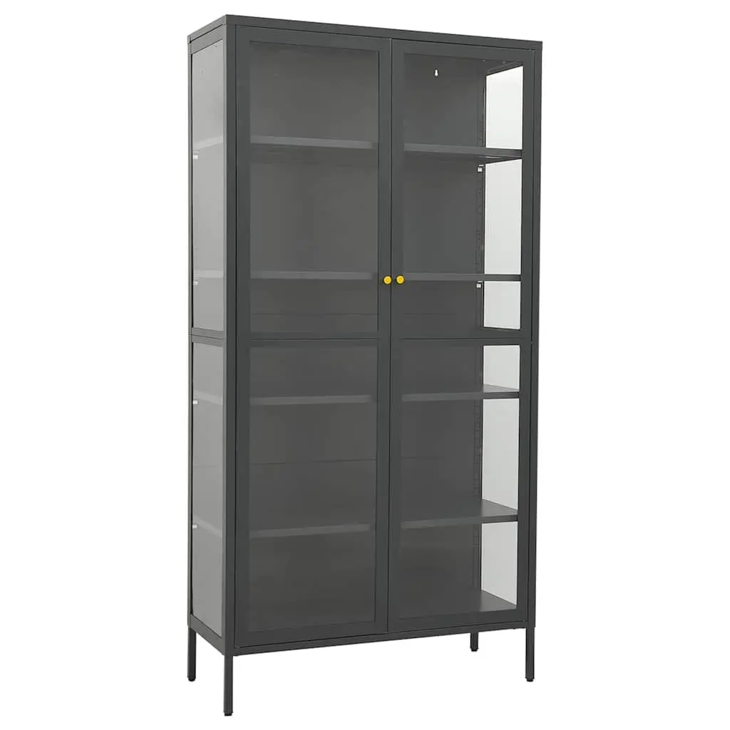 Display Cabinet Anthracite Storage Unit 90W x 40D x 180H cm Adjustable Shelves Home Furniture