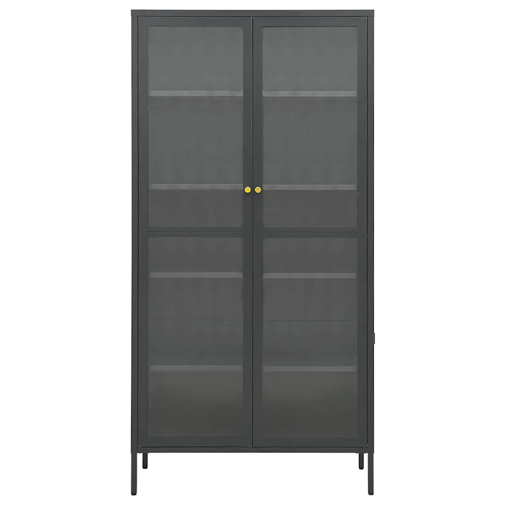 Display Cabinet Anthracite Storage Unit 90W x 40D x 180H cm Adjustable Shelves Home Furniture
