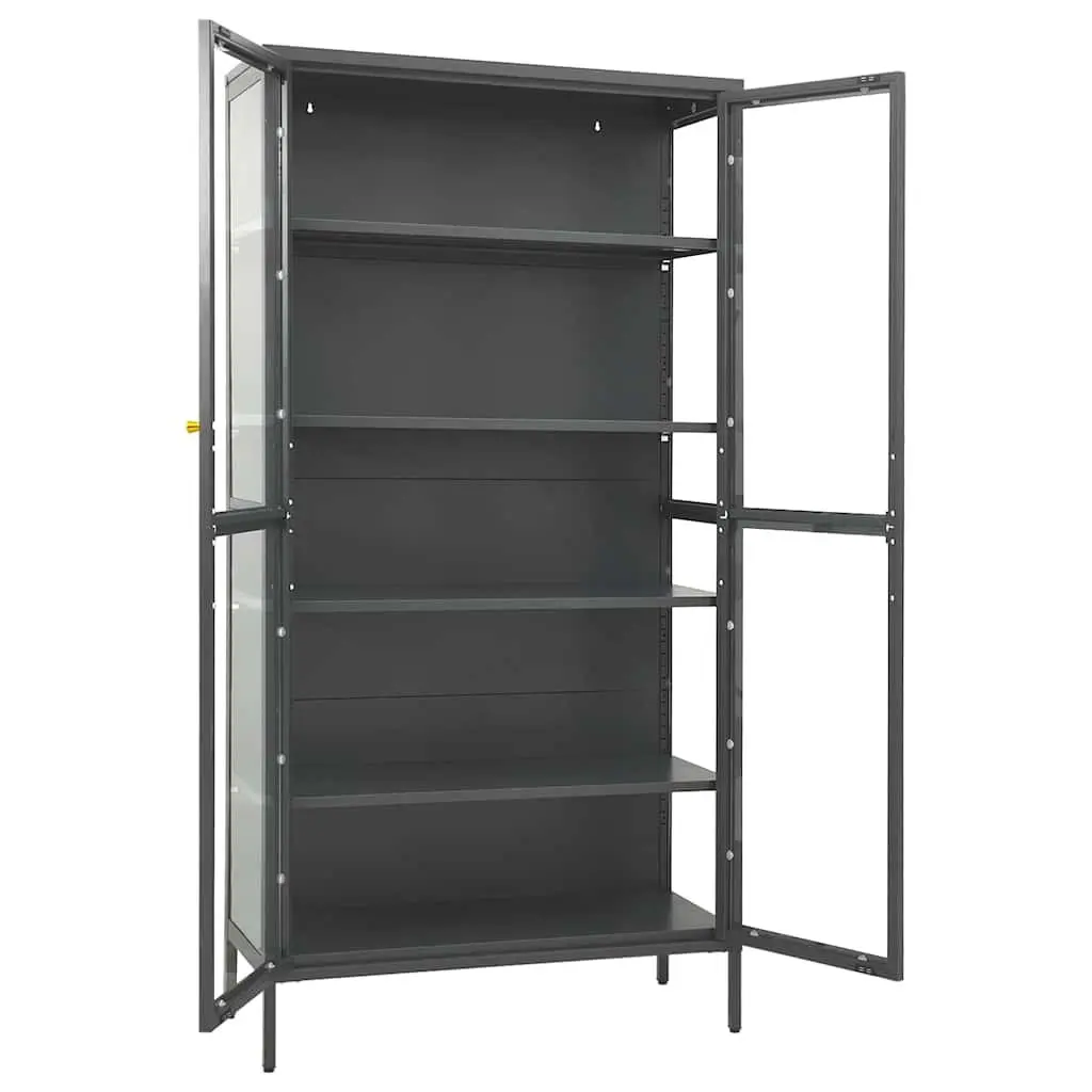 Display Cabinet Anthracite Storage Unit 90W x 40D x 180H cm Adjustable Shelves Home Furniture
