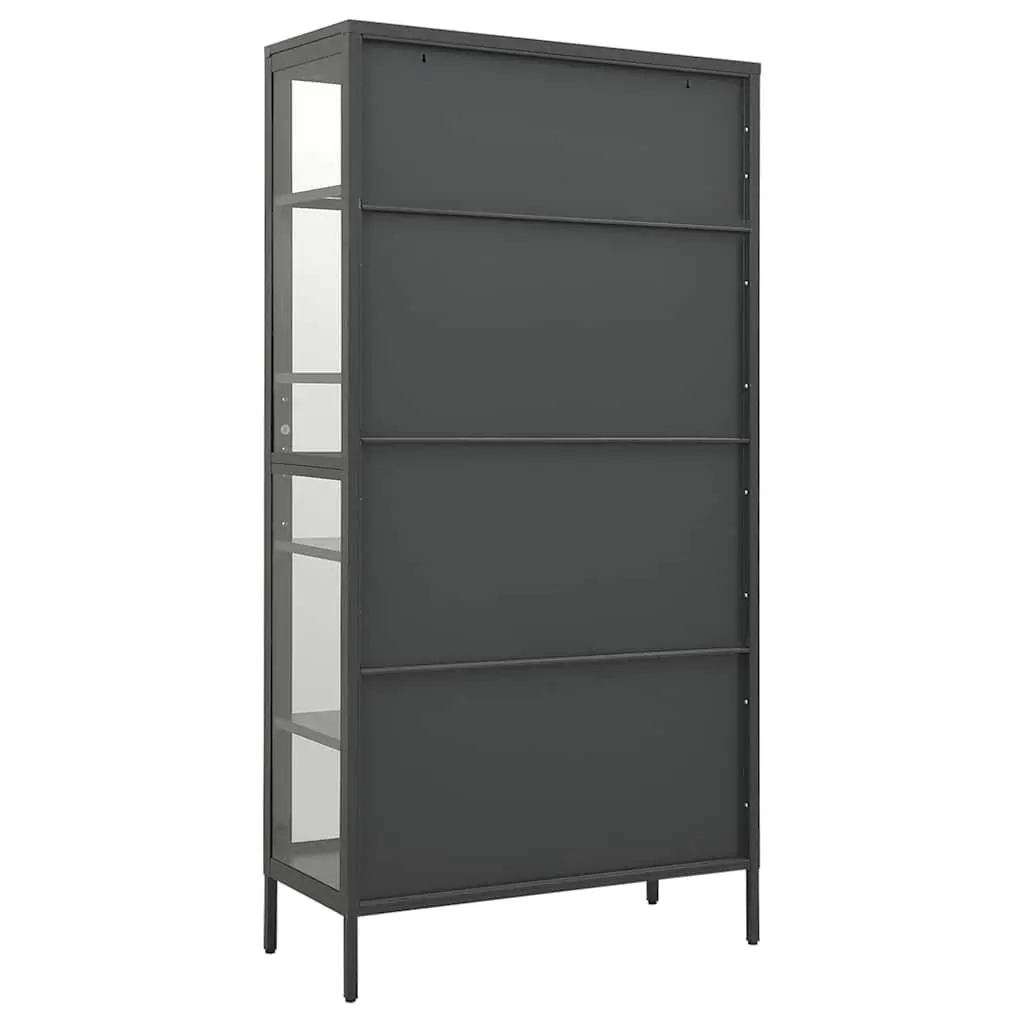 Display Cabinet Anthracite Storage Unit 90W x 40D x 180H cm Adjustable Shelves Home Furniture
