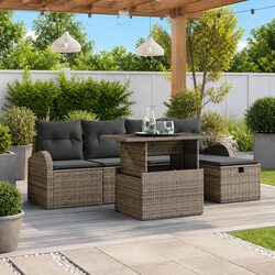 Durable 6 Piece Outdoor Garden Sofa Set with Cushions