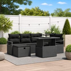 Comfortable 7-Piece Outdoor Sofa Set in Black