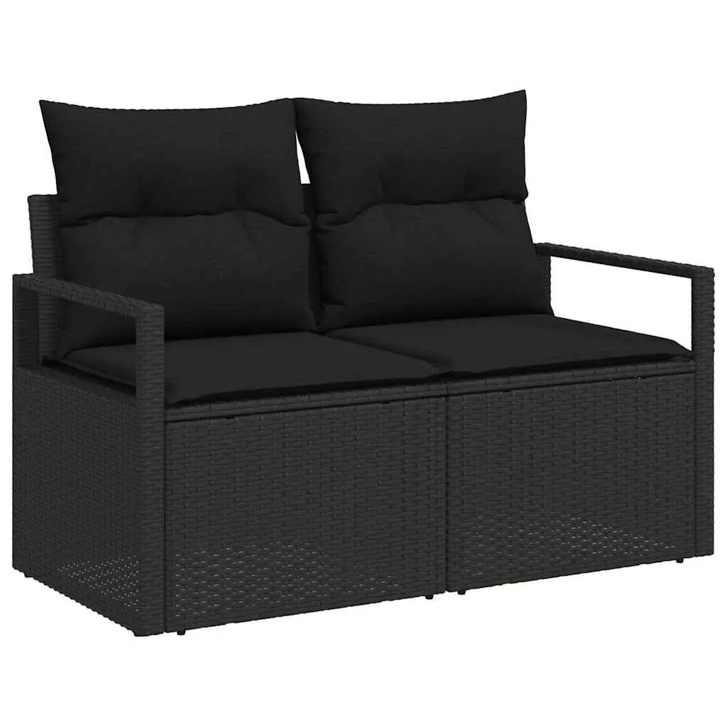 Outdoor Garden Sofa Set 8 Piece Modular Lounge Black Poly Rattan Patio Furniture