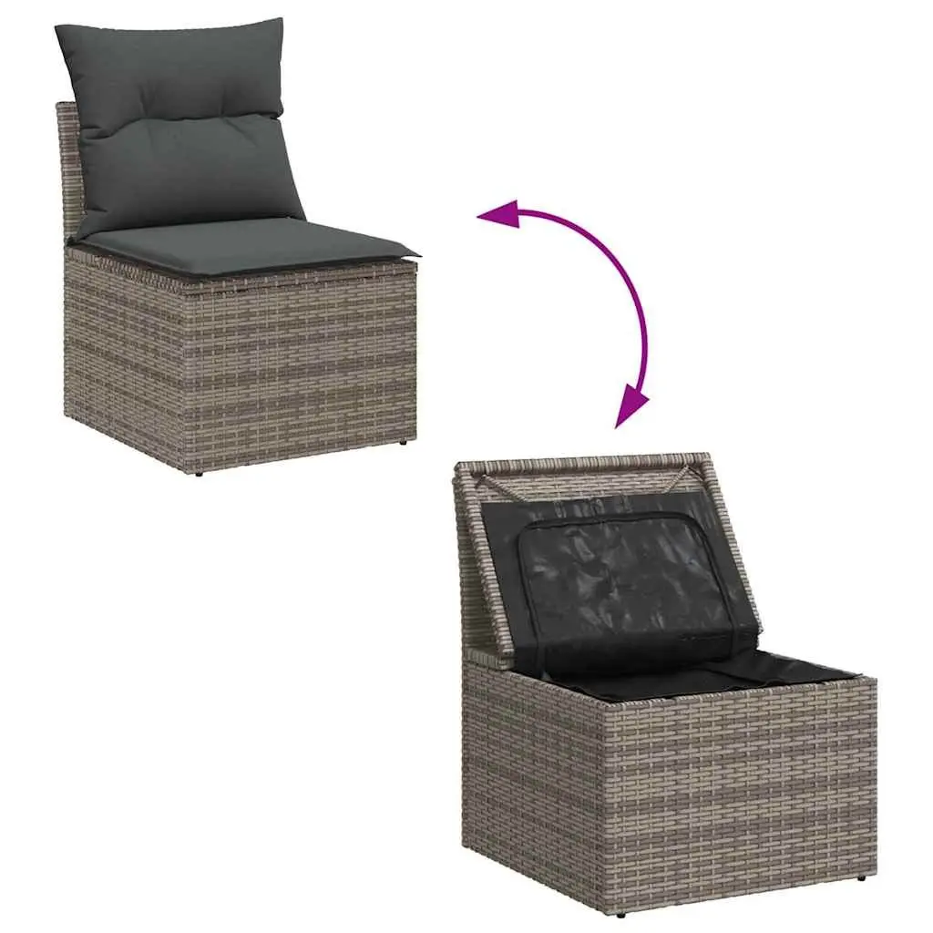 Garden Sofa Set Modular Outdoor Furniture 6 Pieces Grey Poly Rattan Height