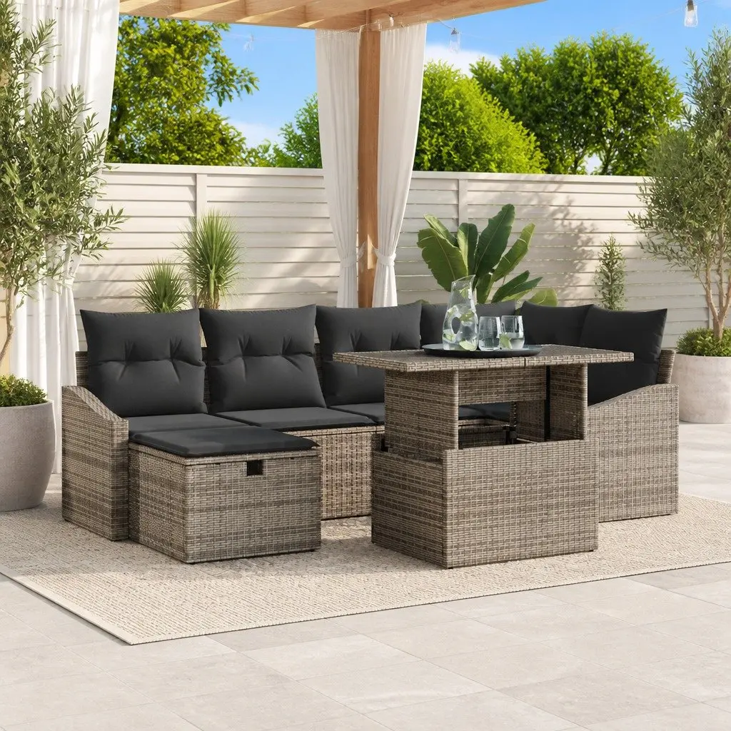 Garden Sofa Set 7 Piece Modular Outdoor Furniture Grey Rattan