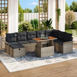 Affordable 9-Piece Outdoor Sofa Set with Adjustable Features
