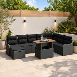 Practical and Stylish Black Poly Rattan Garden Sofa Set