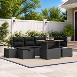 Cozy 7-Piece Adjustable Black Garden Sofa Set for Your Home