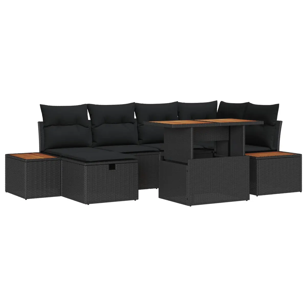 Outdoor Garden Sofa Set 7 pcs Height-Adjustable Poly Rattan Patio Furniture