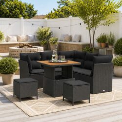 Reliable 8-Piece Garden Sofa Set in Black
