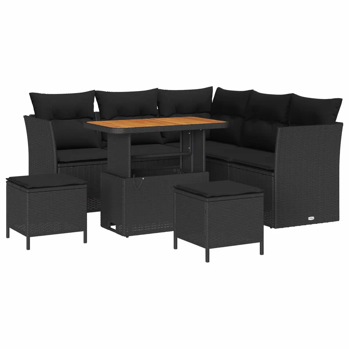 Outdoor Garden Sofa Set 8 Pieces Modular Black Poly Rattan Patio Furniture
