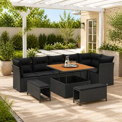 Practical 9-Piece Modular Sofa Set for Your Garden