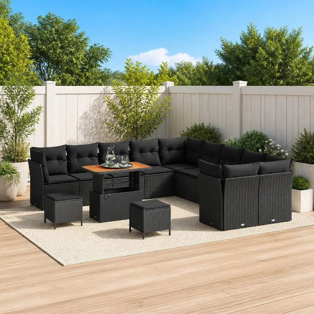 13-Piece Black Sofa Set for Outdoor Comfort