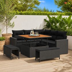 Comfortable and Stylish 8-Piece Black Rattan Sofa Set