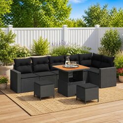 Value-Driven 9-Piece Garden Sofa Set with Adjustable Features