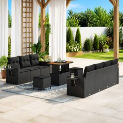 Comfortable 10-Piece Modular Garden Sofa Set in Black
