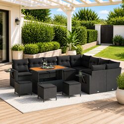 Comfortable 13-Piece Garden Sofa Set in Black
