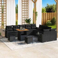 Outdoor Garden Sofa Set 13 Pieces Modular Poly Rattan Black Furniture Lounge