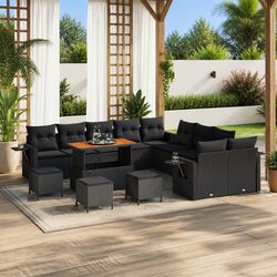 Comfortable 14 Piece Black Garden Sofa Set - Practical Value