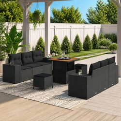 Value-Driven 9-Piece Garden Sofa Set with Cushions