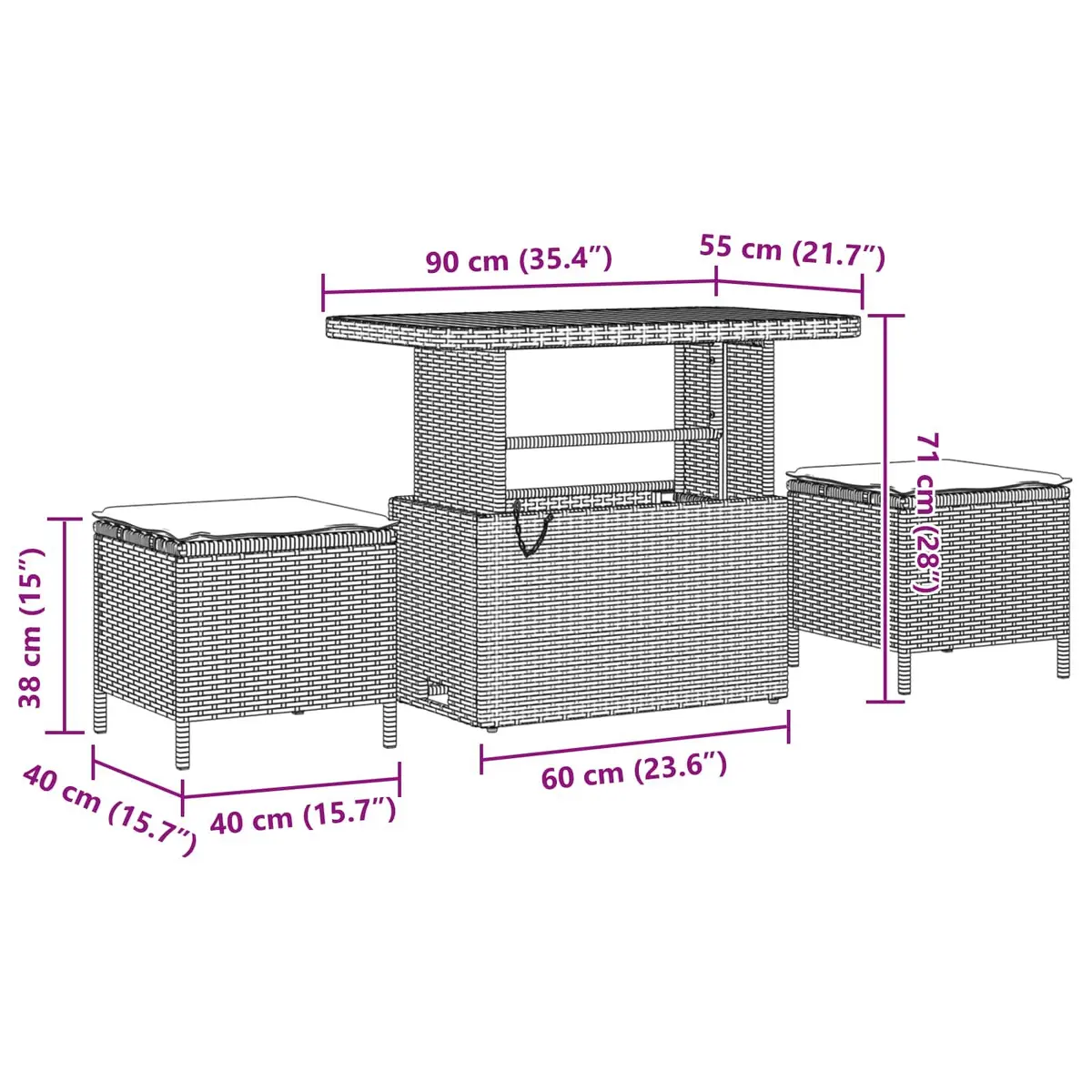 Modular Garden Sofa Set 9 Piece Black Poly Rattan Outdoor Furniture with