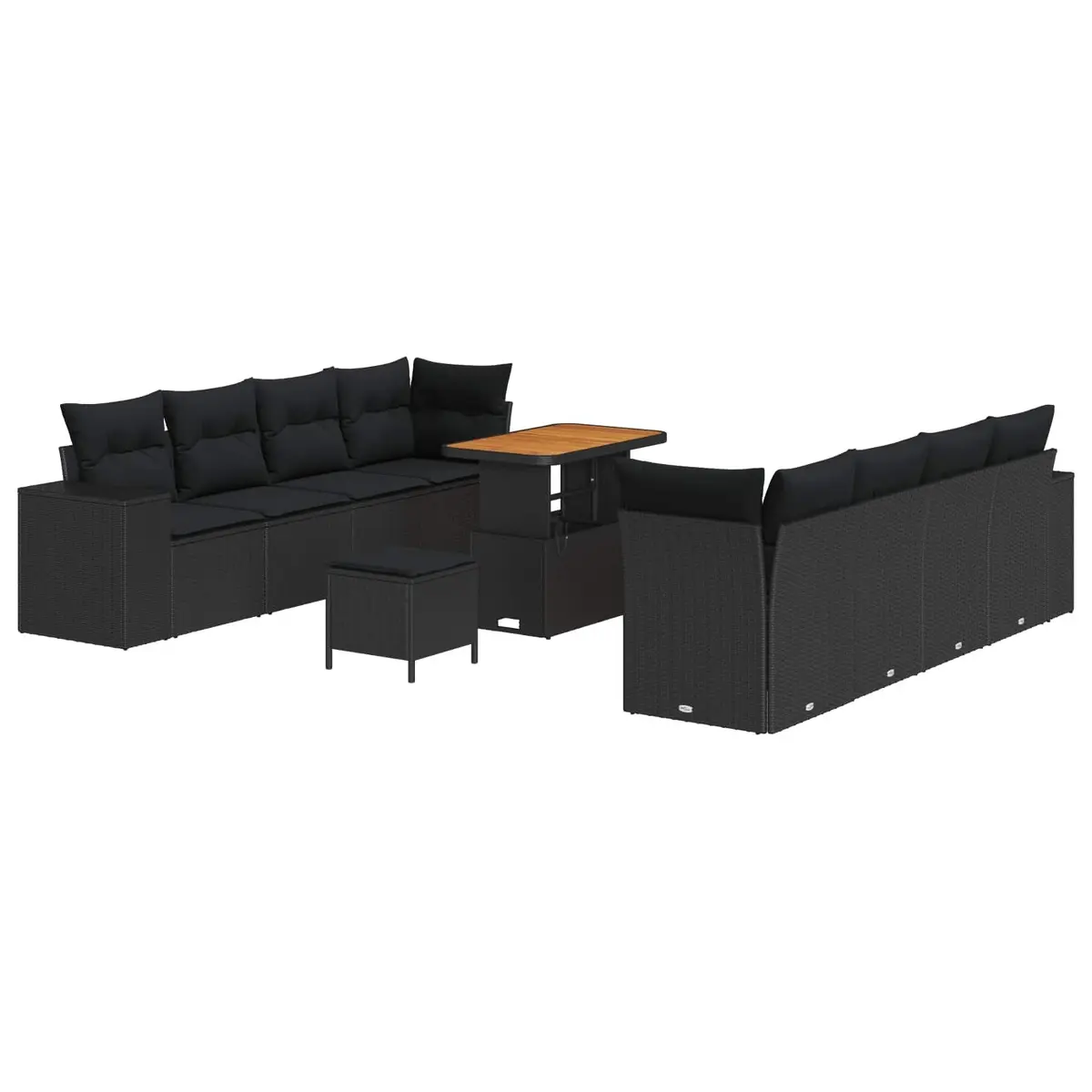 Modular Garden Sofa Set 11 Pieces Outdoor Lounge Furniture Black Poly Rattan