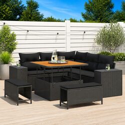 Value-Driven 8-Piece Black Rattan Garden Sofa Set