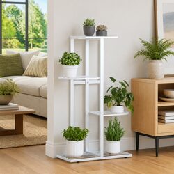 Reliable 4-Tier Metal Plant Stand in White