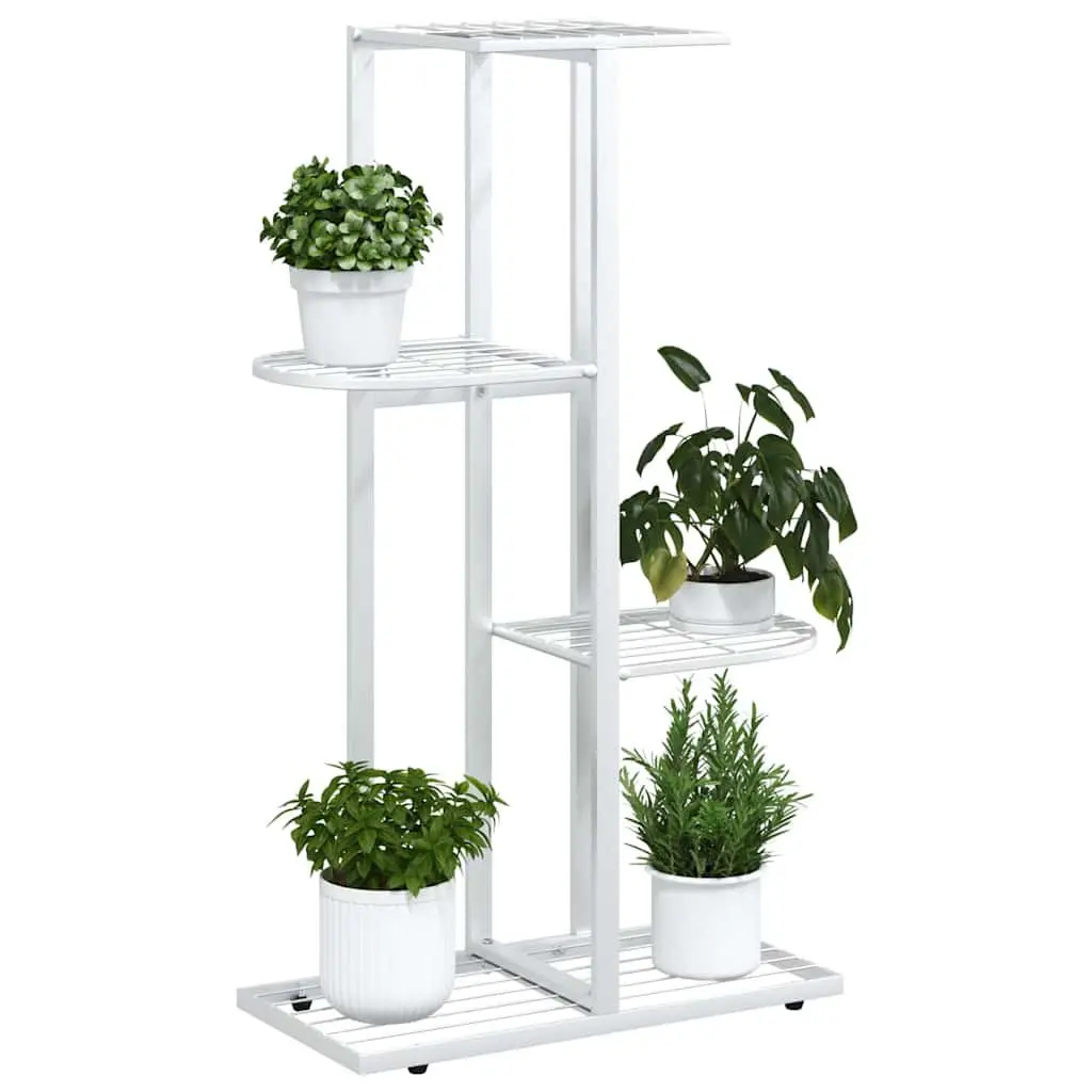 4-Tier Plant Stand Metal Display Shelf Garden Home Decoration White 43 x 22 x 76 cm