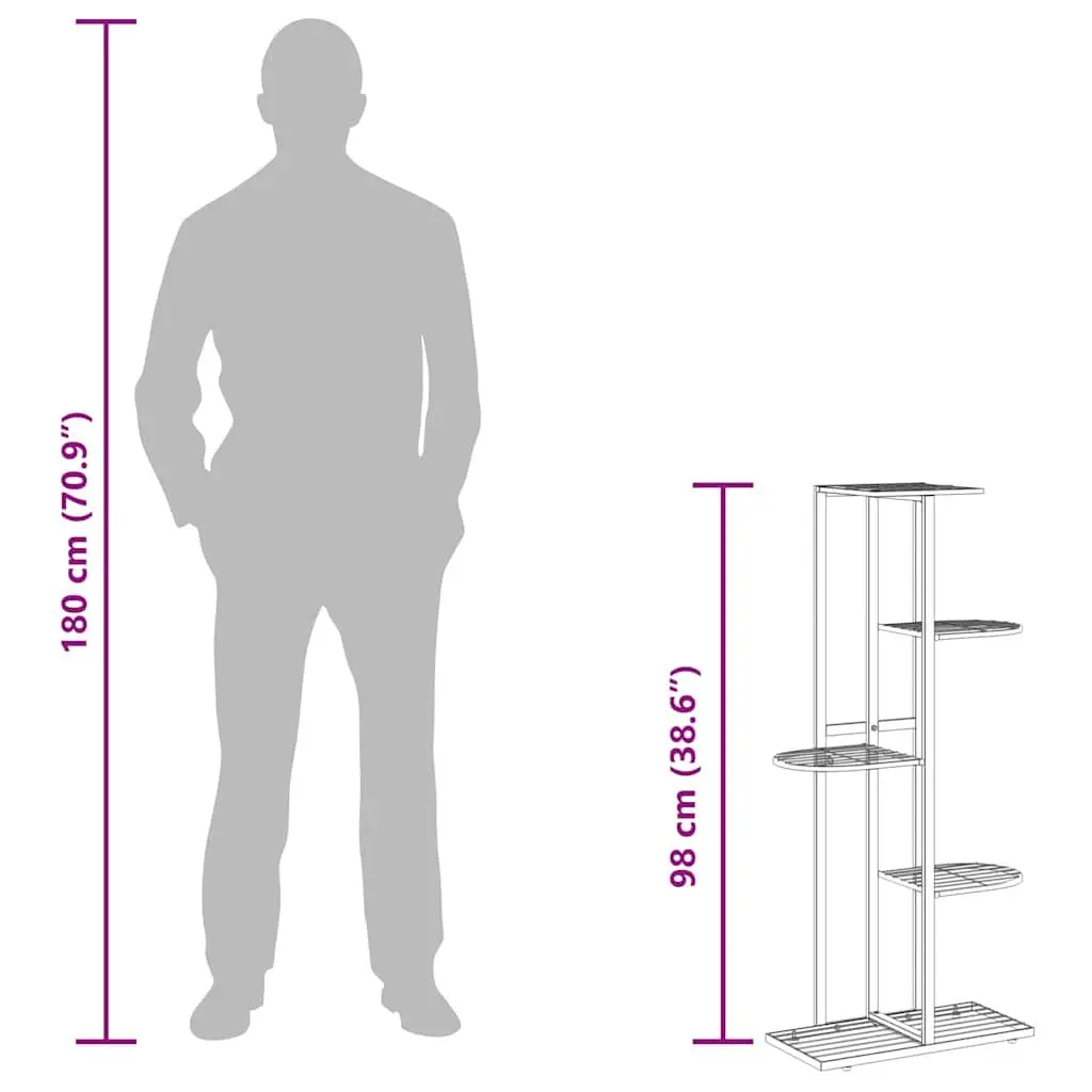 Metal Plant Stand for Displaying Flowers 5-Tier Size 43x22x98cm Colour Black