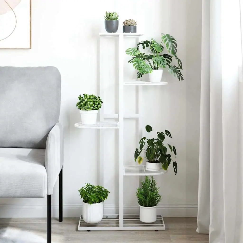 5-Tier Metal Plant Stand Flower Display Rack Garden Home Decor White