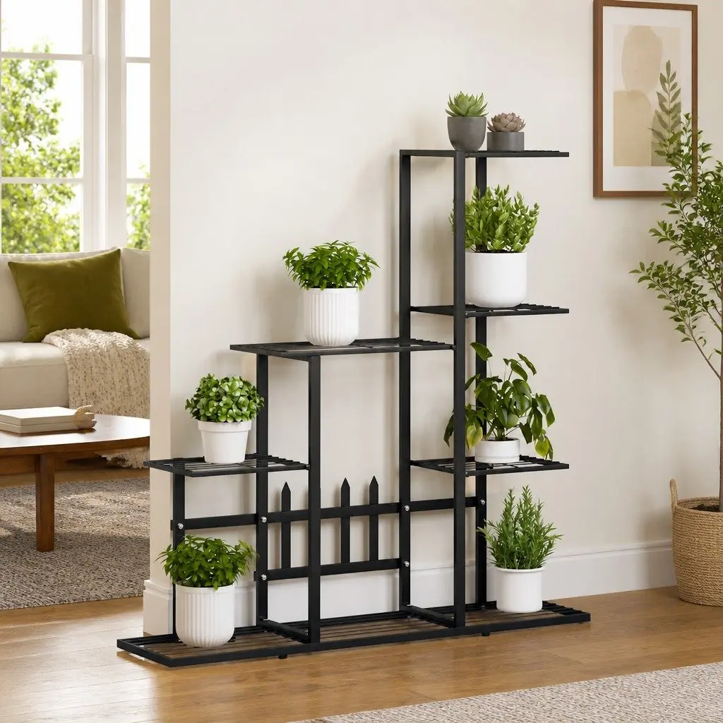 Metal Plant Stand Flower Display Rack 94.5x25x88cm Black