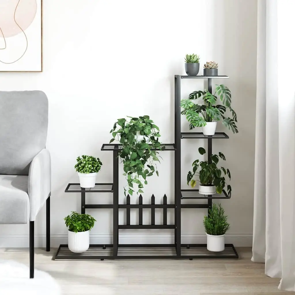 Metal Plant Stand Flower Display Rack 94.5x25x88cm Black