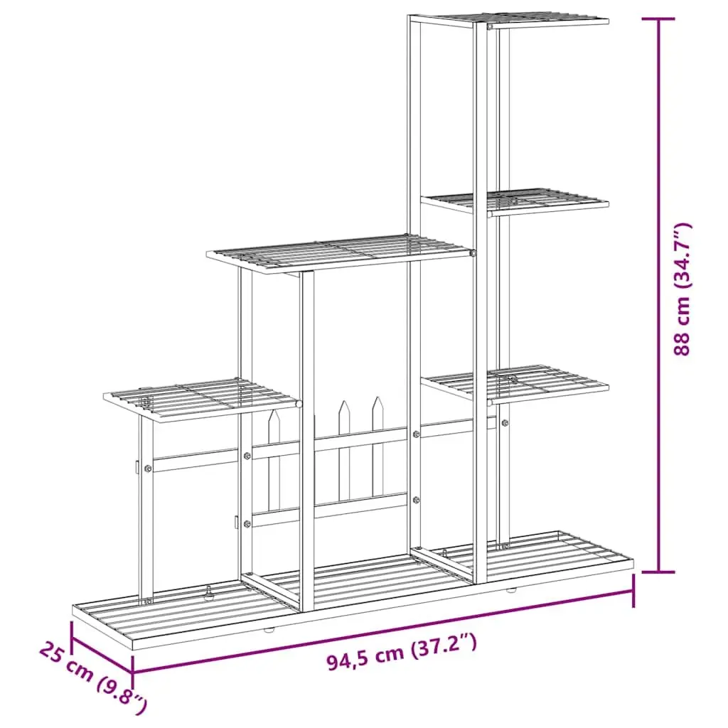 Metal Plant Stand Flower Display Rack 94.5x25x88cm Black