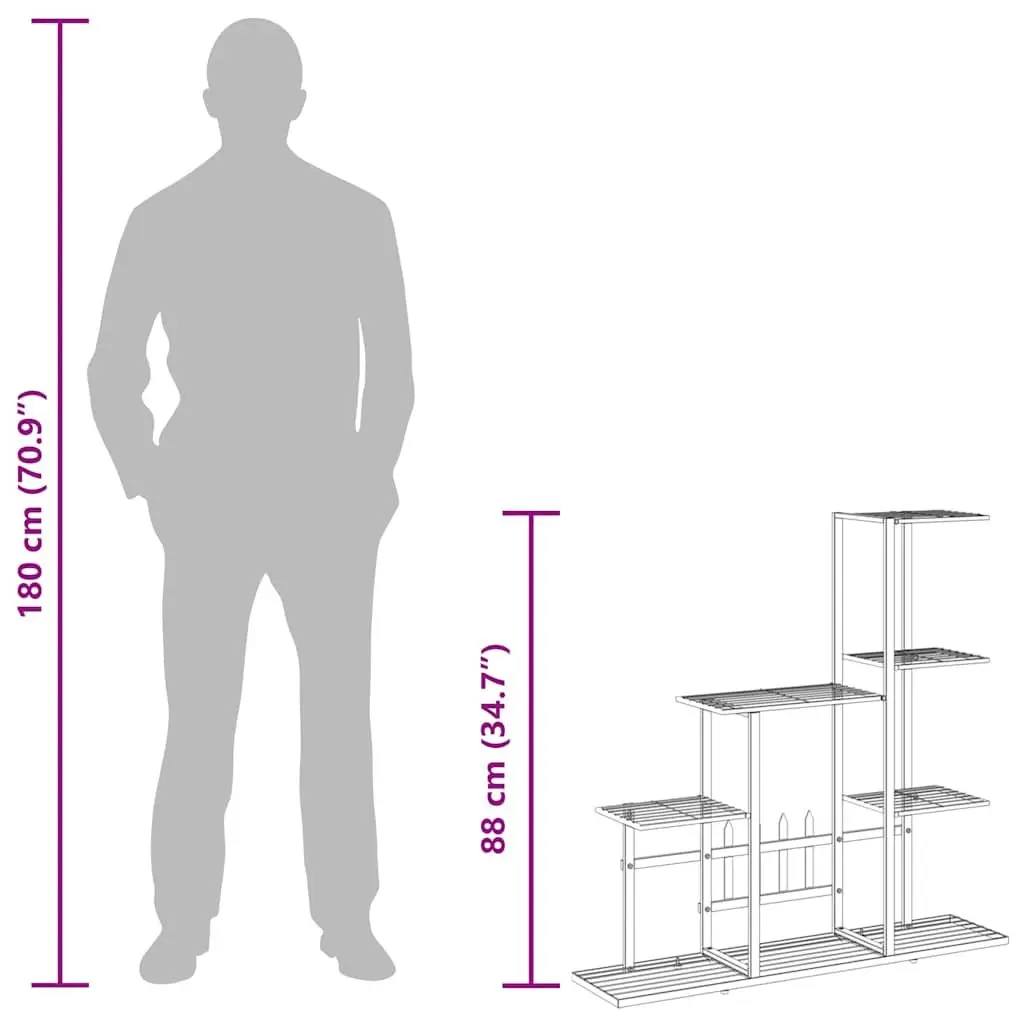 Metal Plant Stand Flower Display Rack 94.5x25x88cm Black