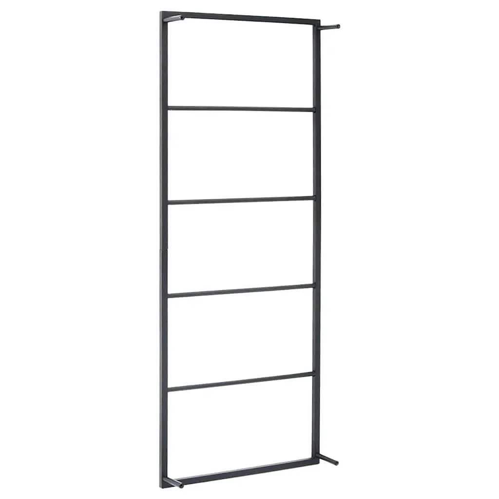 Towel Rack Wall Mount Bathroom Storage Holder Organizer Black Steel 45 x 10 x 115 cm